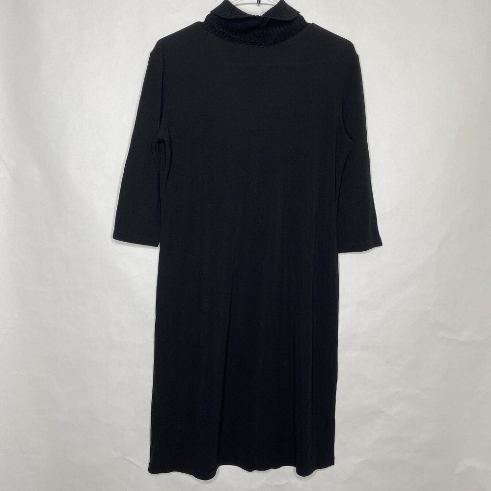 J. Jill Dress Women M Black Turtleneck 3/4 Sleeves Stretch Smooth